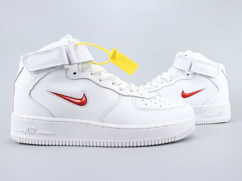 2020 Nike Air Force 1 Mid Retro PRM QS White Red